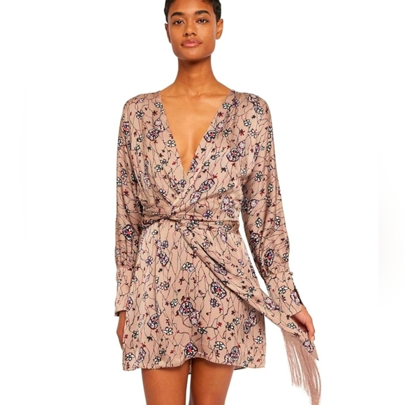 Joie Women's Ronnie Mini Dress Cocktail V-Neck Fringe Belt Casual Size 4 - Picture 2 of 9